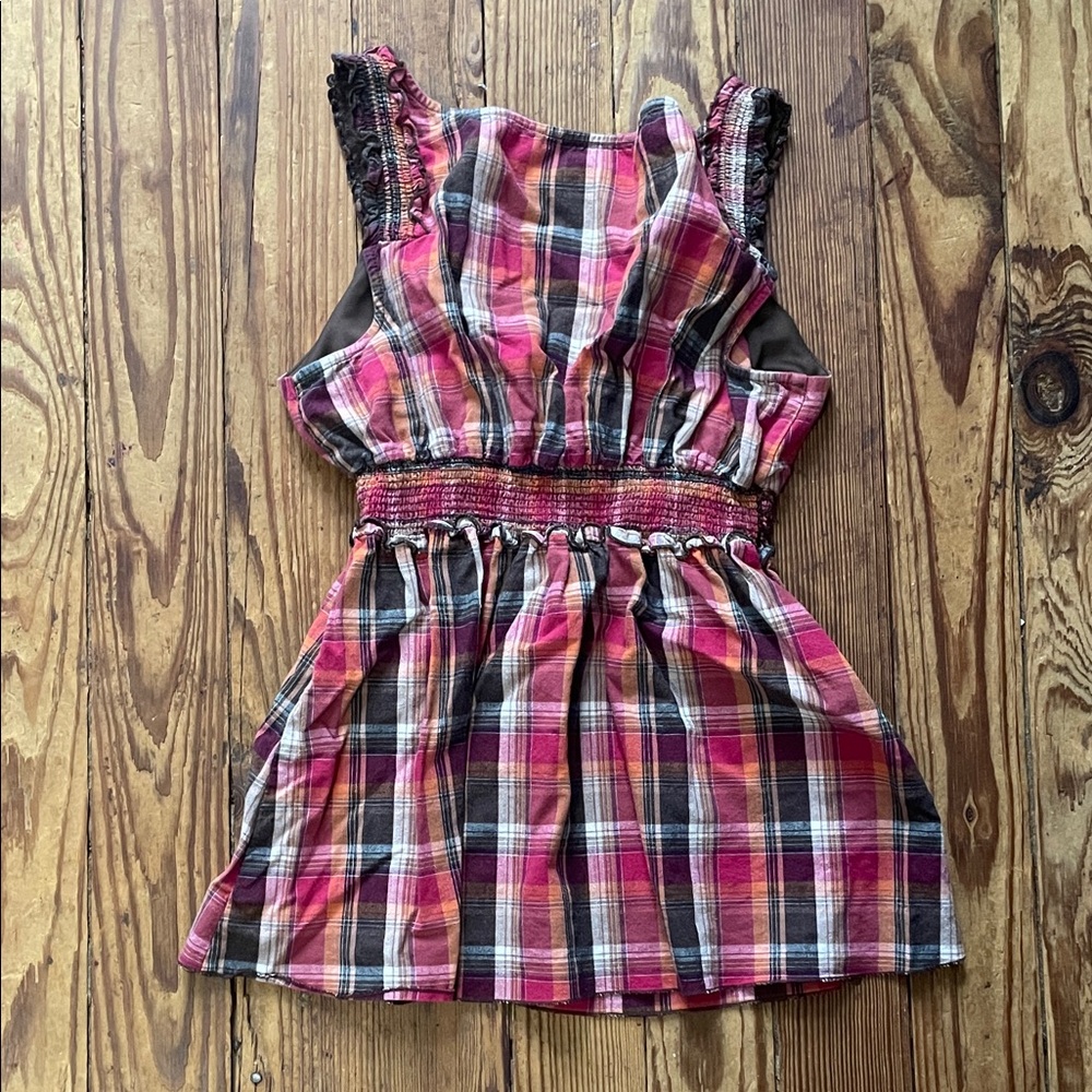 Byer California Pink and Brown Plaid Blouse - Picture 5 of 5